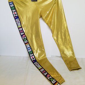 Zumba Metallic Gold High Waisted Ankle Leggings Size Medium